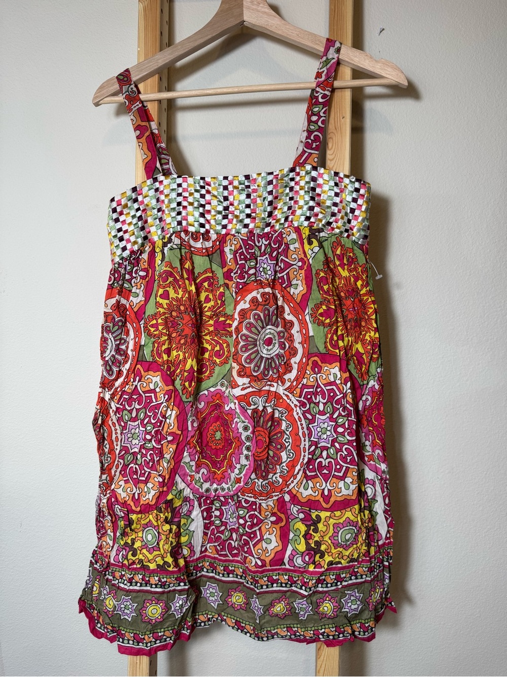 Nolita Vintage Y2K Boho Floral Babydoll Camisole Top Woven Bodice XS